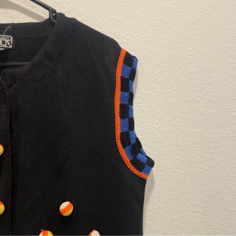 berek Black Sweater Vest with Orange and Blue Accents - Picture 5 of 10